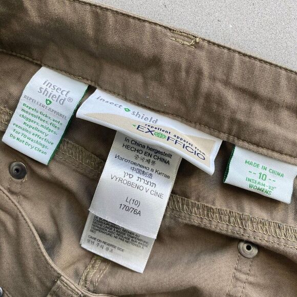 ExOfficio Insect Shield Pants Women Size 10 Khaki Tan Mid-Rise Hiking Nomad Pant - Picture 7 of 8